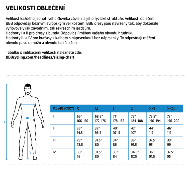 Velikost pánského oblečení BBB